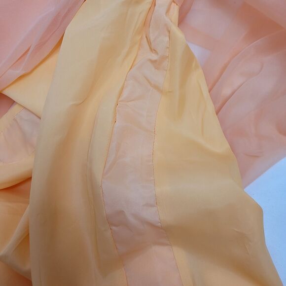 VINTAGE 70s creamsicle orange gown overlay cape‎ long maxi dress chiffon L - Picture 12 of 13